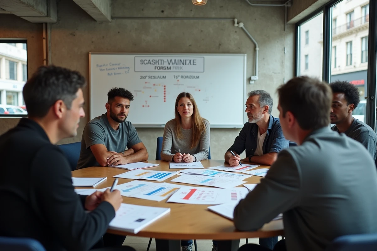 Groupe diversifié de citoyens participant à une discussion civique sur la laïcité et le classement des pays les plus laïques du monde